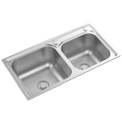 Restaurant Double Bowl Sink Kitchen SUS304 Brushed  Color