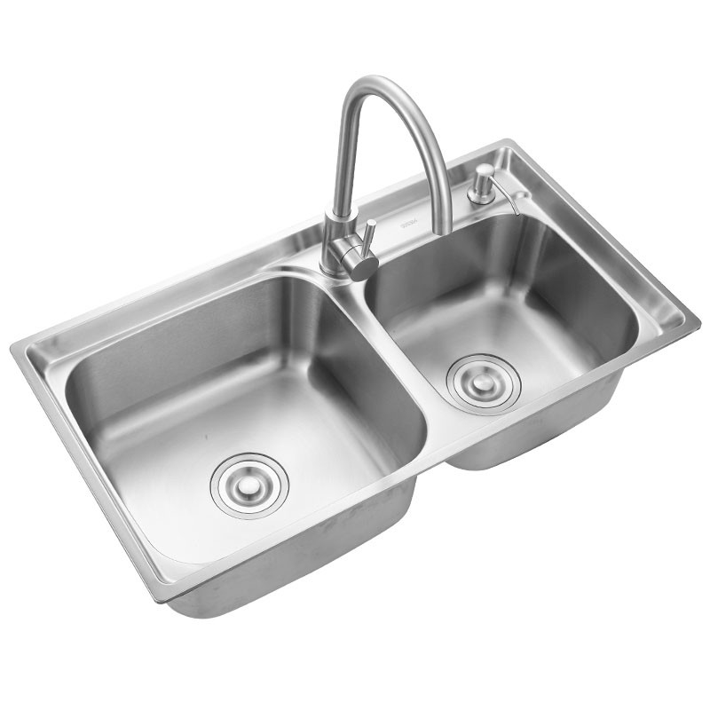 AG5519 SUS304 Under Counter Kitchen Sink Double Rectangle Shape Bowl